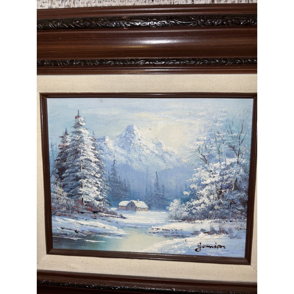 Jamison Snowy Winter Landscape Oil Painting - Signed And Framed 8"x10"(16"x18") - Picture 2 of 5